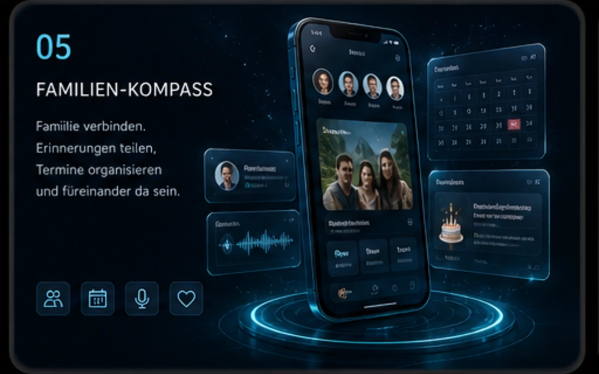Familien-Kompass mit Terminen und Familienübersicht